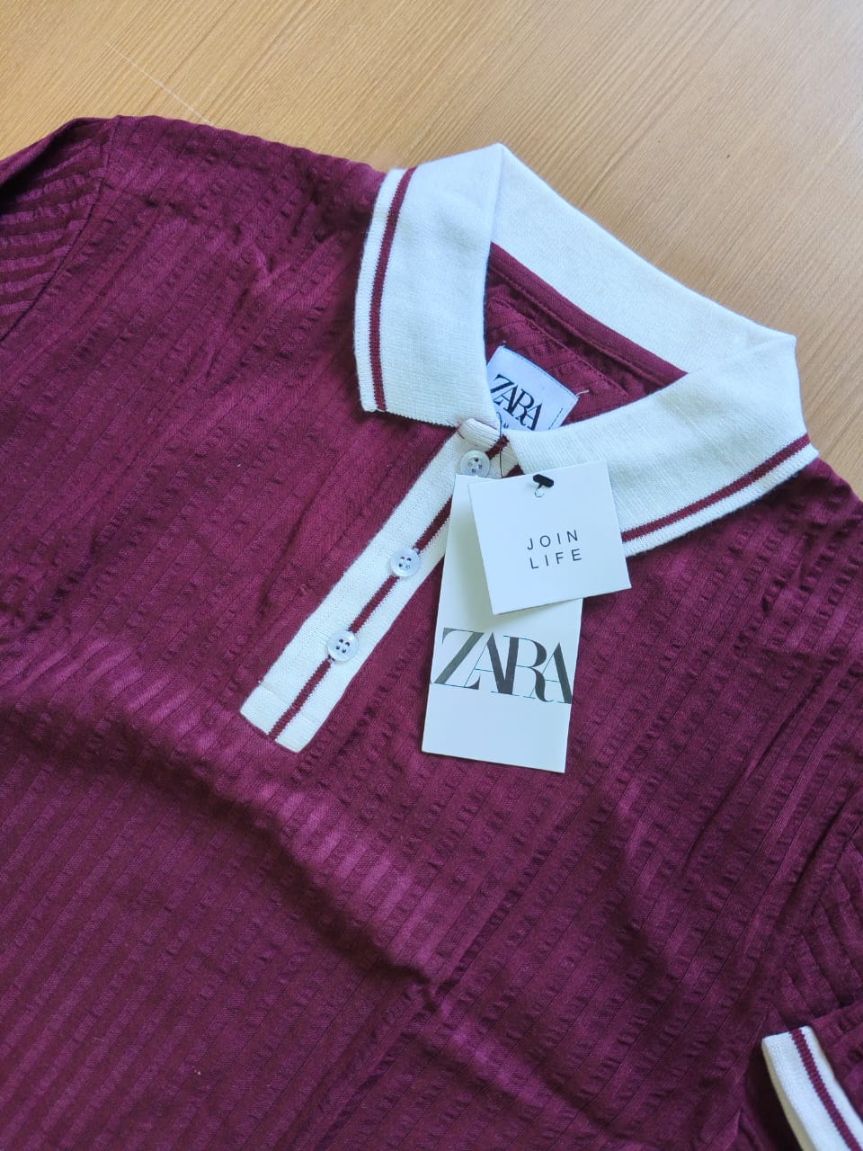 ZARA POLO NECK T-SHIRTMM - MAROON View 2