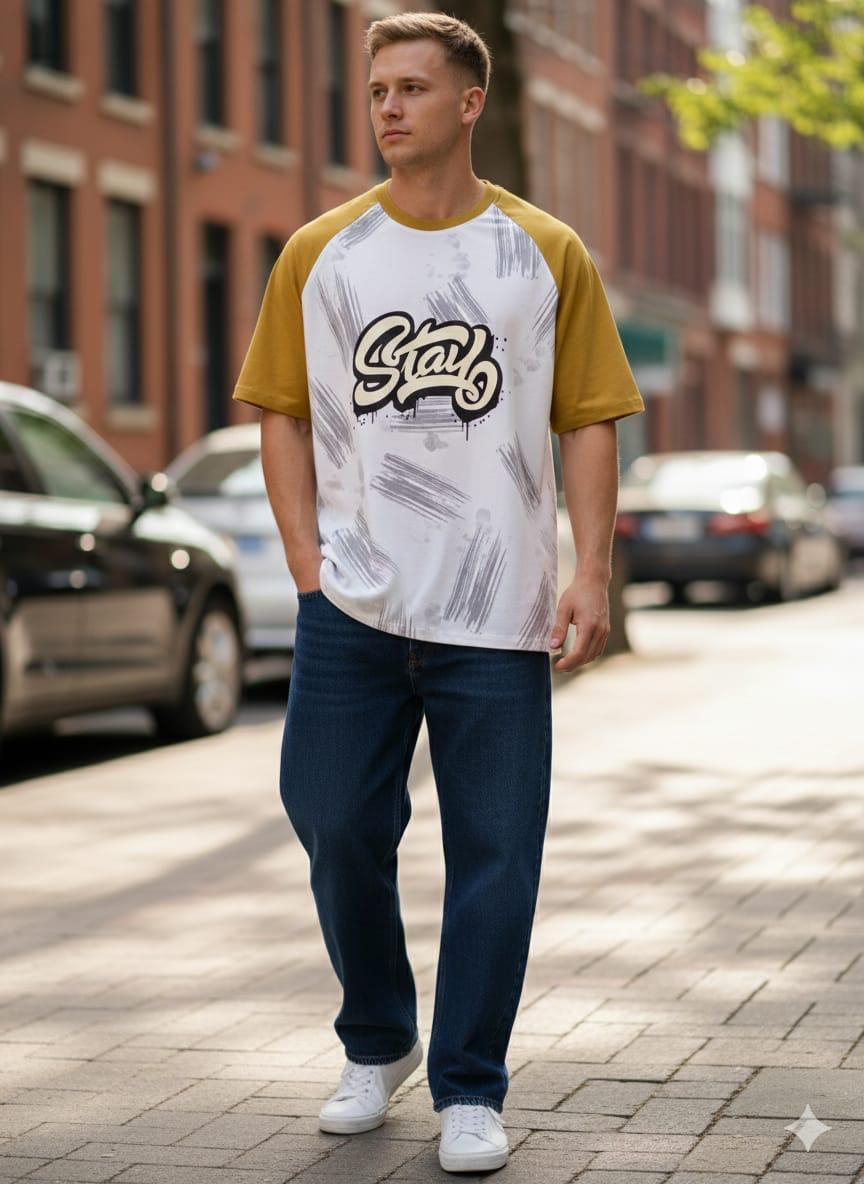 DIVERGE DOWN SHOULDER T-SHIRT VB - Yellow View 2