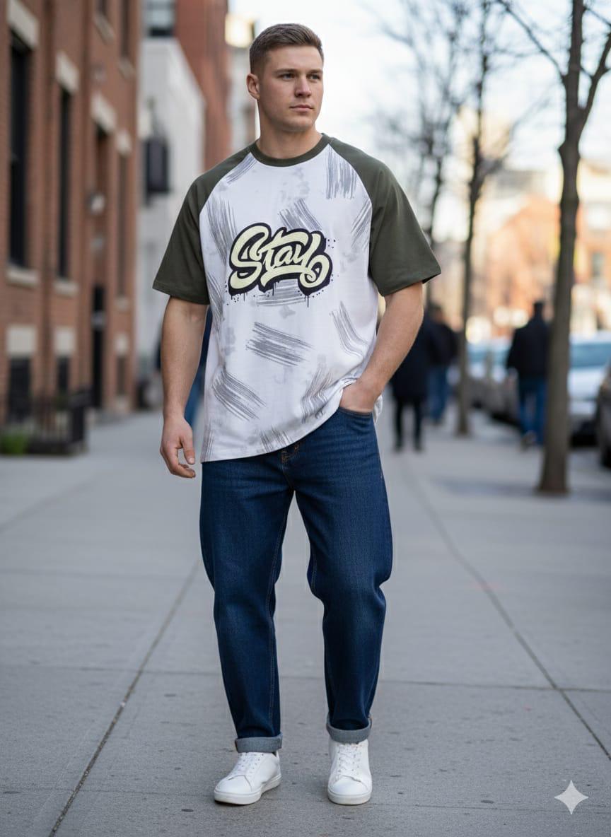 DIVERGE DOWN SHOULDER T-SHIRT VB - green View 2