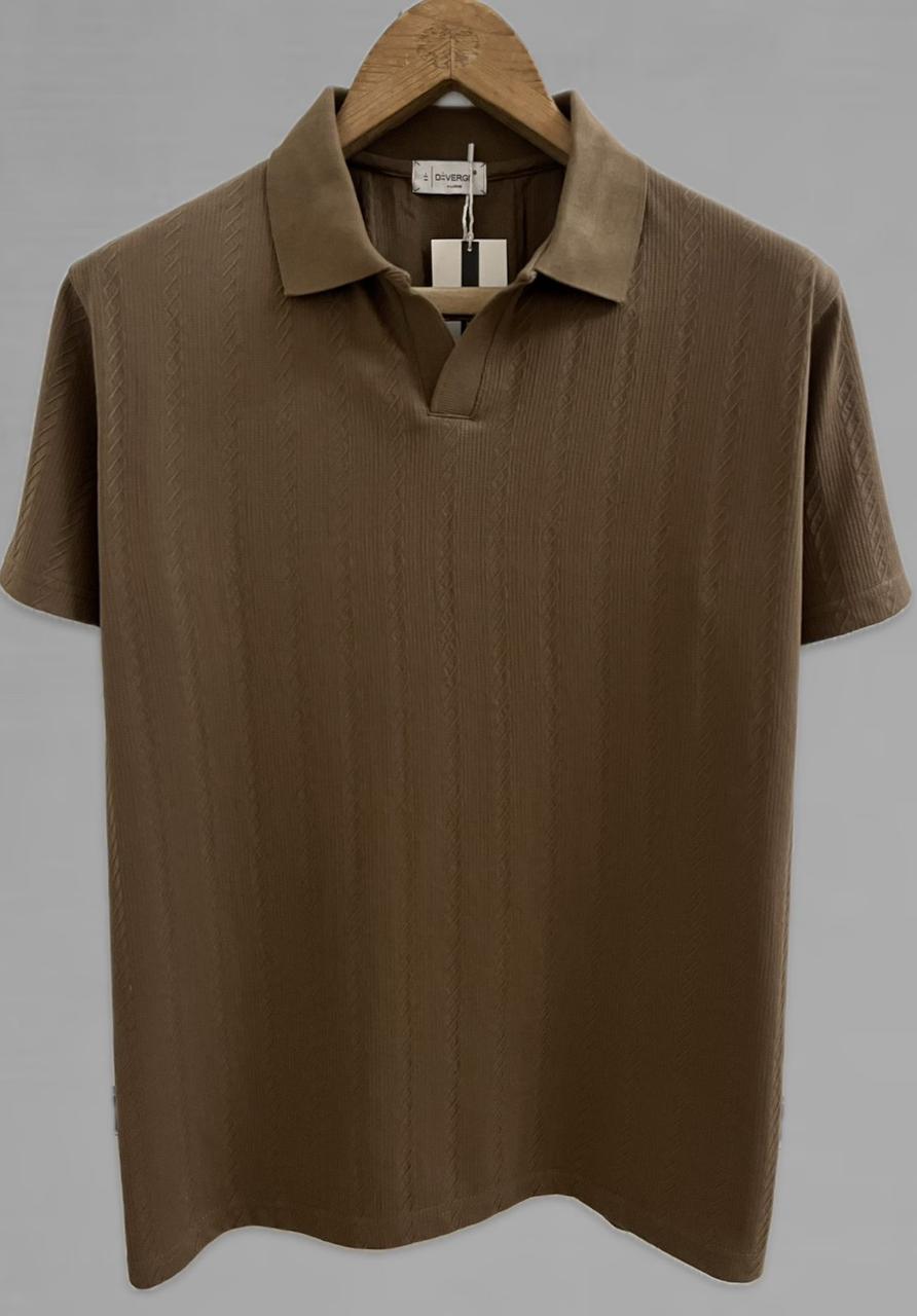 DIVERGE POLO NECK T-SHIRT VV - Brown View 2