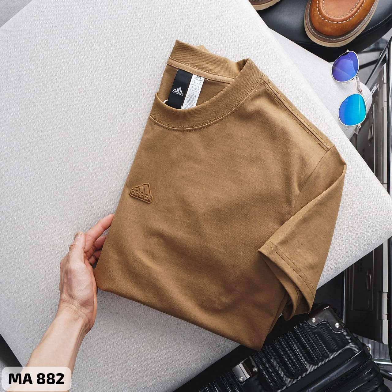 ADIDIS DROP SHOULDER T-SHIRT - Brown View 2