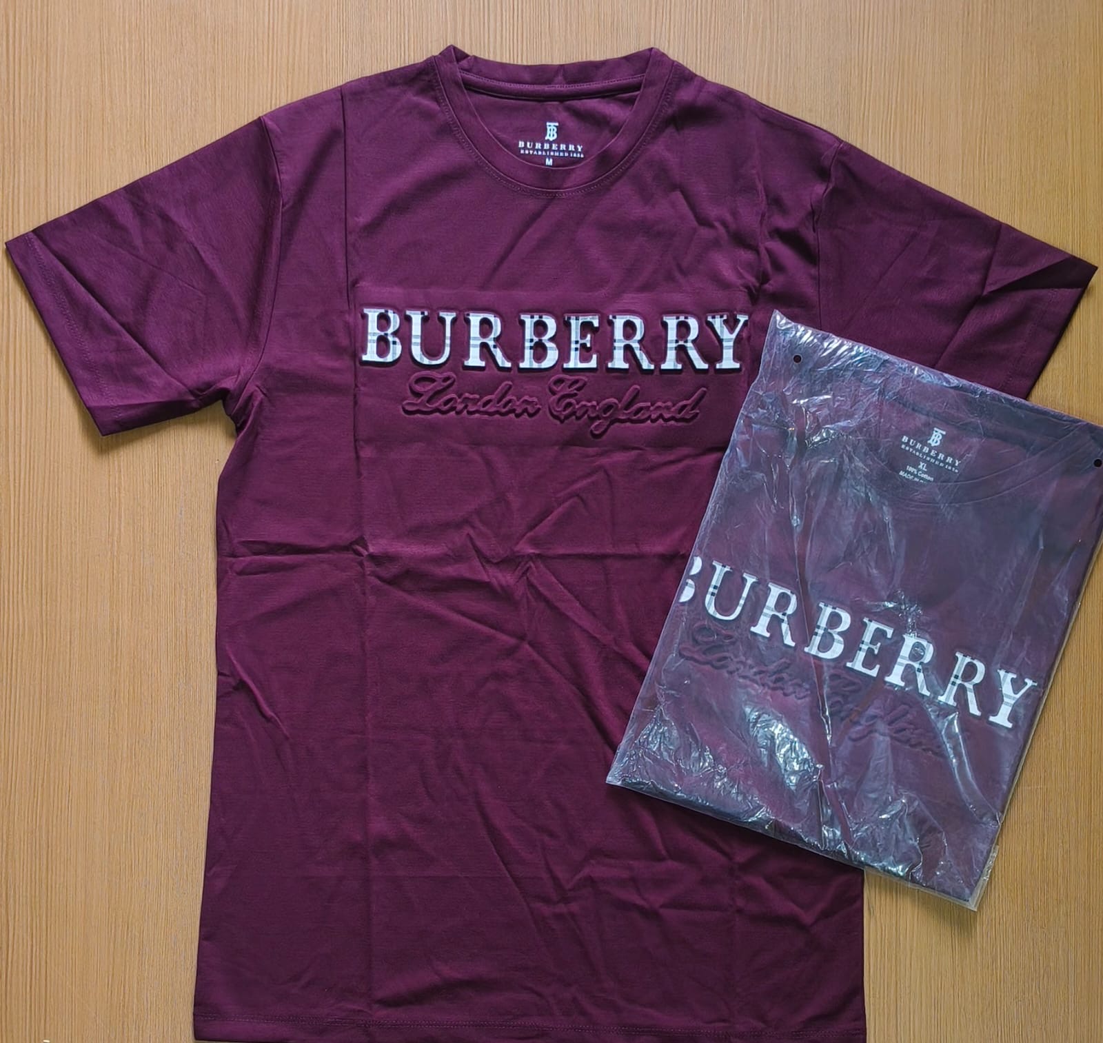 BURBERYR ROUND NECK T-SHIRT F-Hsj - WINE View 1