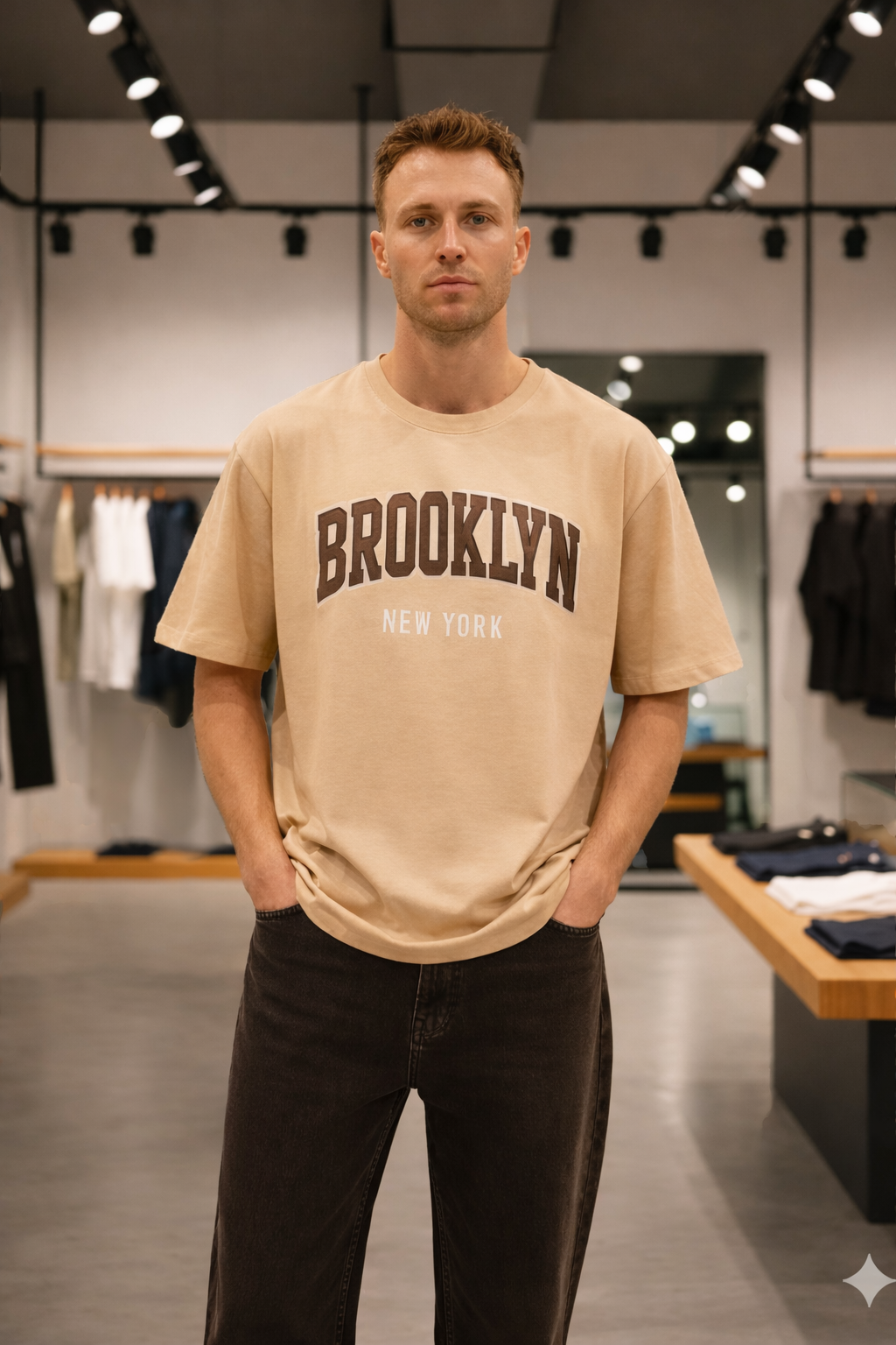 BROOKLYN DROP SHOULDER T-SHIRT - OFF WHITE View 1