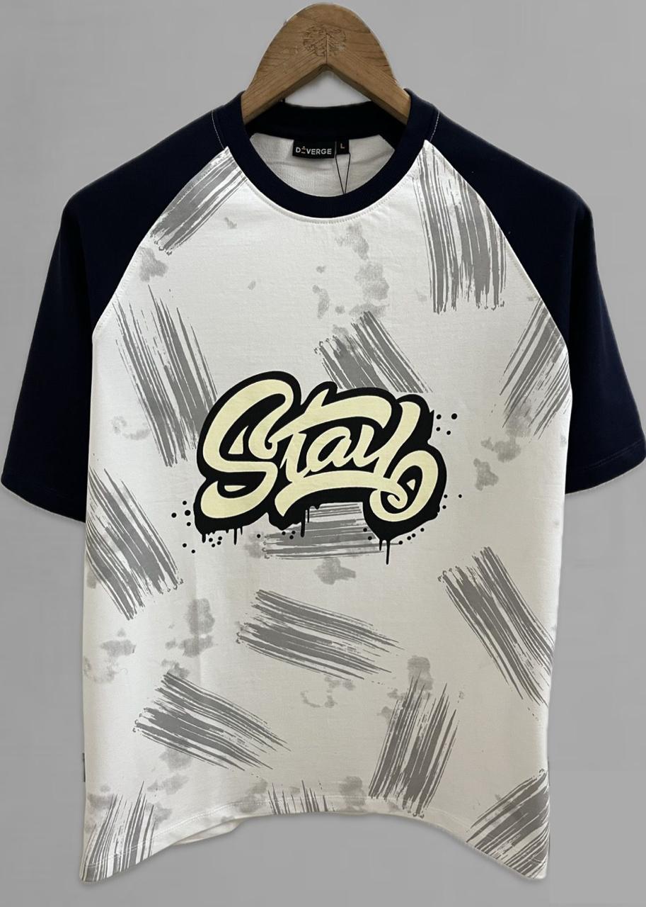 DIVERGE DOWN SHOULDER T-SHIRT VB - Black View 1