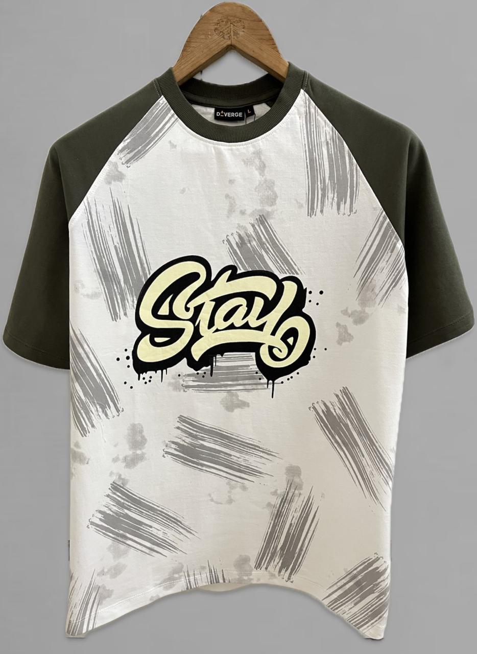 DIVERGE DOWN SHOULDER T-SHIRT VB - green View 1