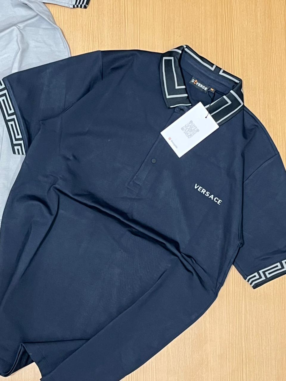 DIVERGE POLO NECK T-SHIRT - NAVY BLUE View 1