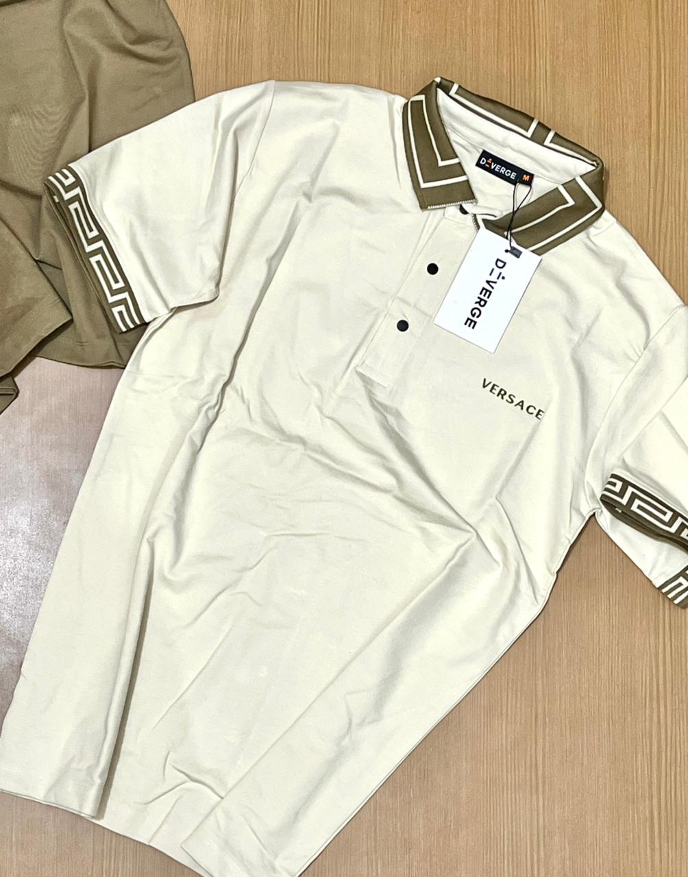 DIVERGE POLO NECK T-SHIRT - LIGHT CREAM View 1