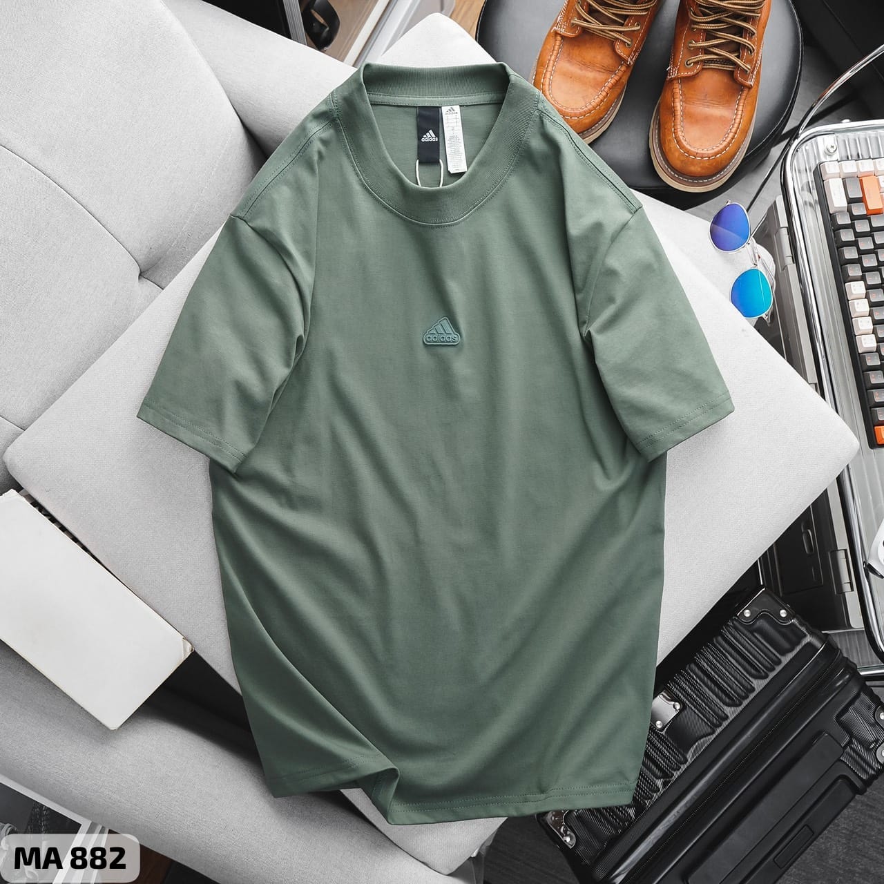 ADIDIS DROP SHOULDER T-SHIRT - GREENISH View 1