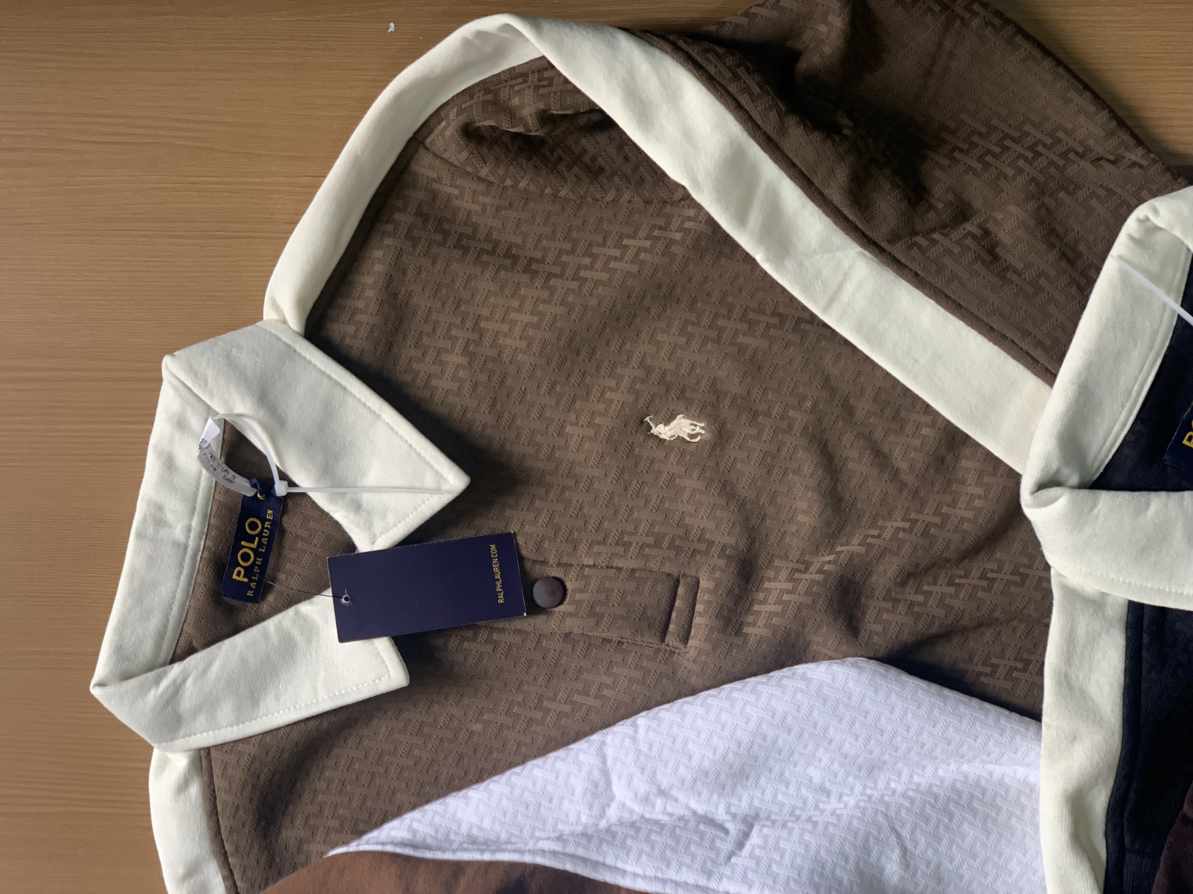 POLO NECK FULL SLEEVE T-EHIRT - Brown View 1