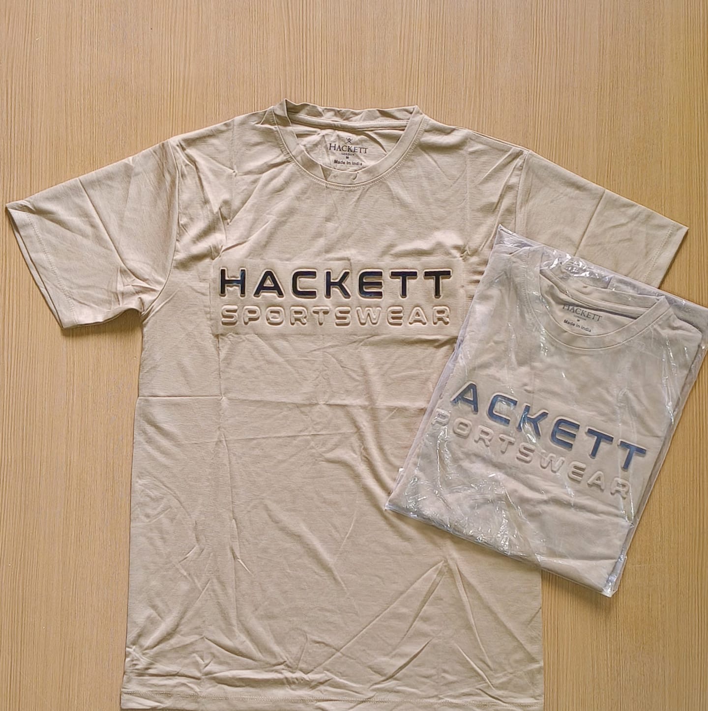 HACKETTT ROUND NECK T-SHIRT F-7393 - Light Brown View 1